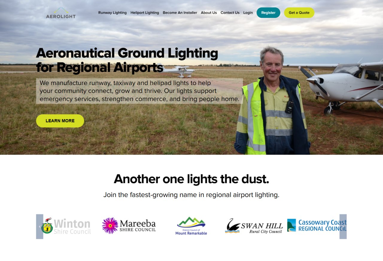 Aerolight Airports B2B ecommerce website
